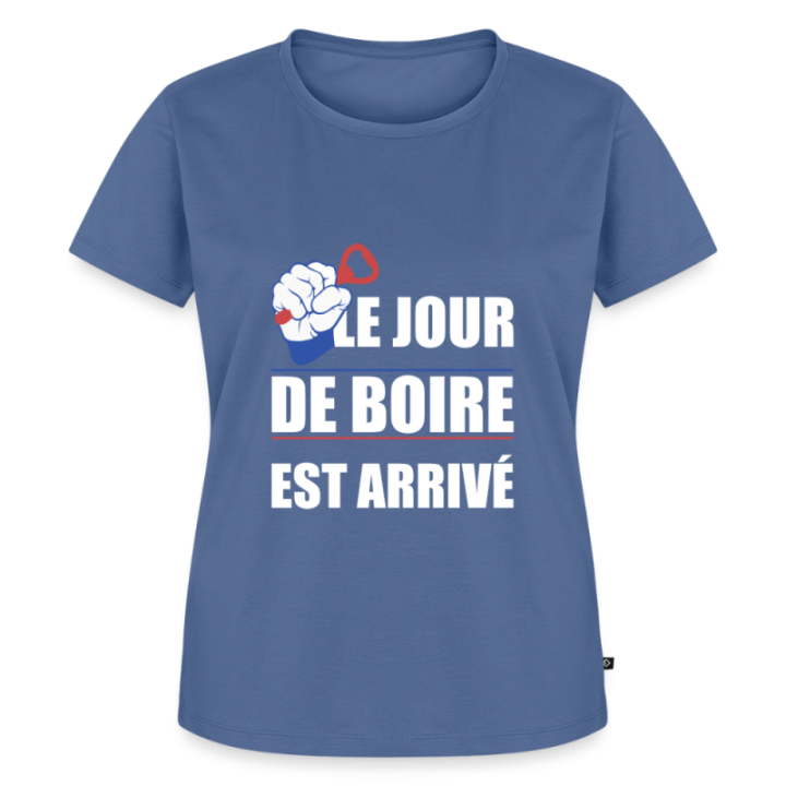 T-shirt premium femme - Le jour de boire est arrivé - bleu pigeon - front