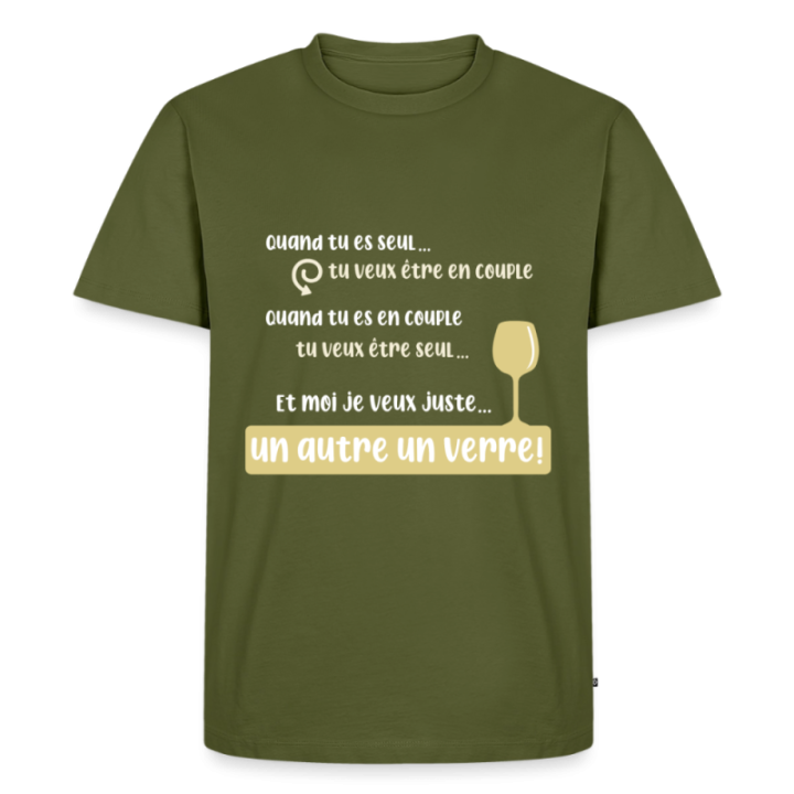 T-shirt premium homme - Je veux juste un autre verre - kaki - front