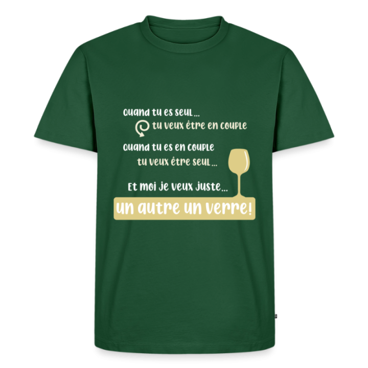 T-shirt premium homme - Je veux juste un autre verre - vert bouteille - front