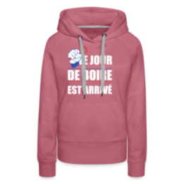 Sweat-shirt à capuche premium femme - Le jour de boire est arrivé - mauve - front