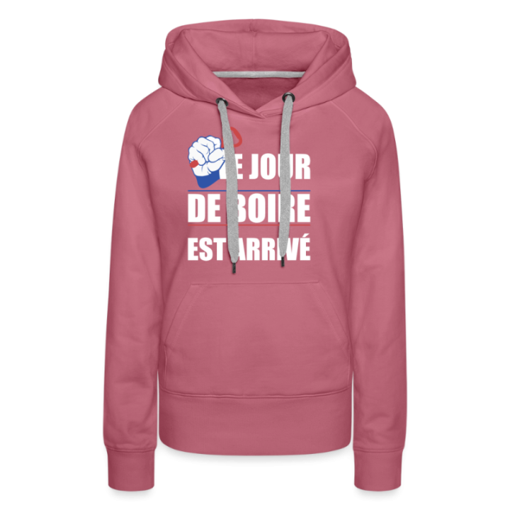 Sweat-shirt à capuche premium femme - Le jour de boire est arrivé - mauve - front