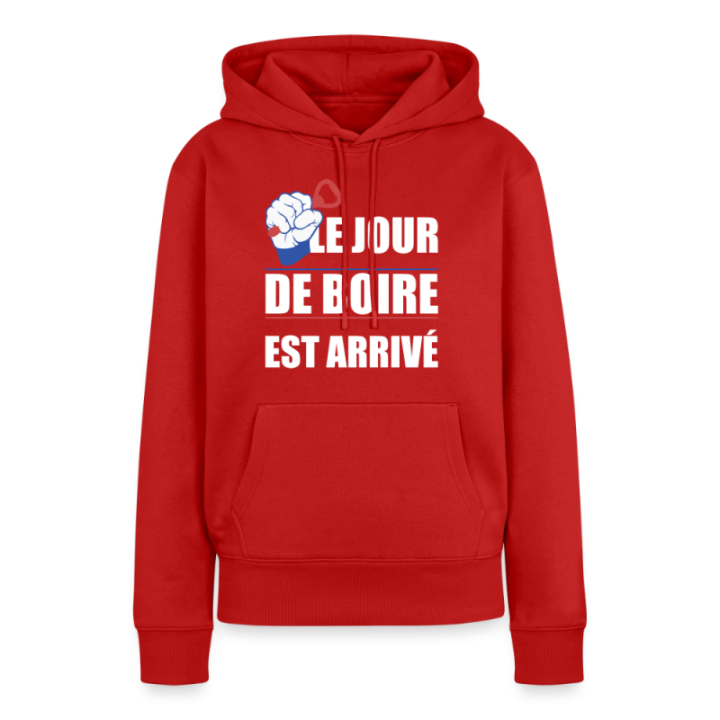 Sweat-shirt à capuche premium femme - Le jour de boire est arrivé - rouge - front