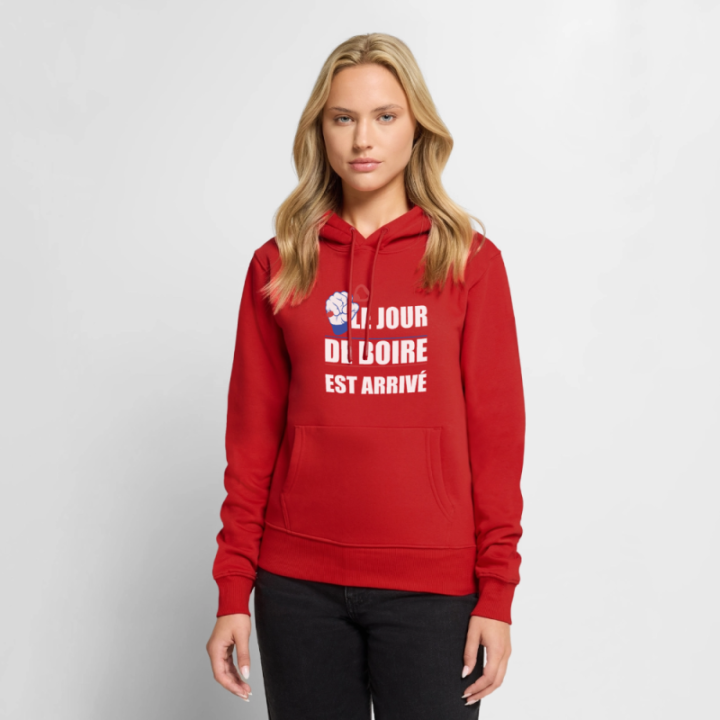 Sweat-shirt à capuche premium femme - Le jour de boire est arrivé - rouge - front