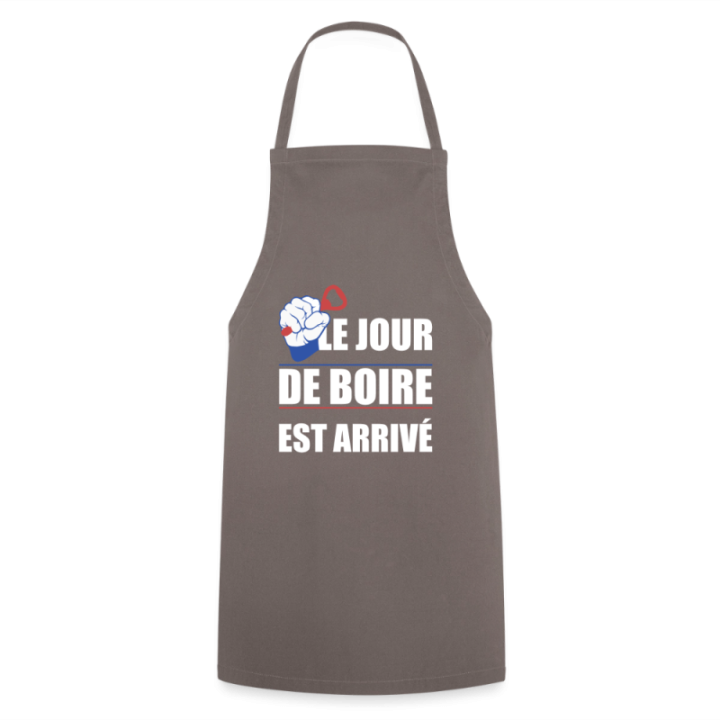 Tablier de cuisine - Le jour de boire est arrivé - gris - front