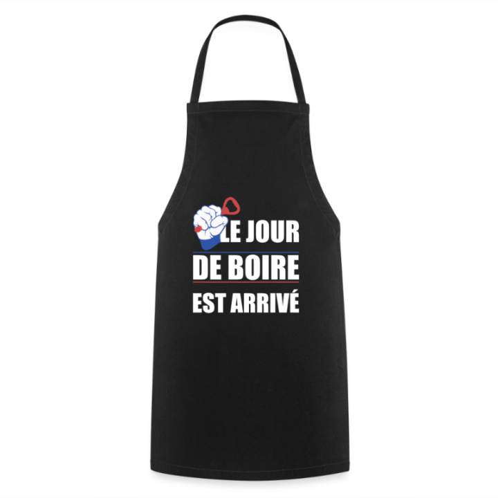 Tablier de cuisine - Le jour de boire est arrivé - noir - front