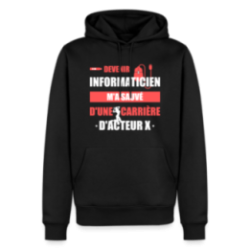 Sweat-shirt à capuche premium homme - Devenir informaticien m'a sauvé