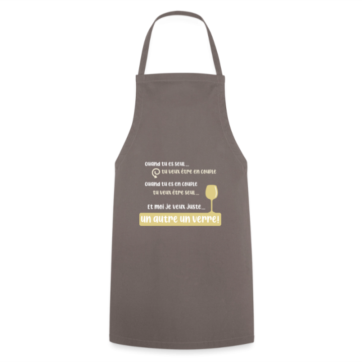 Tablier de cuisine - Je veux juste un autre verre - gris - front