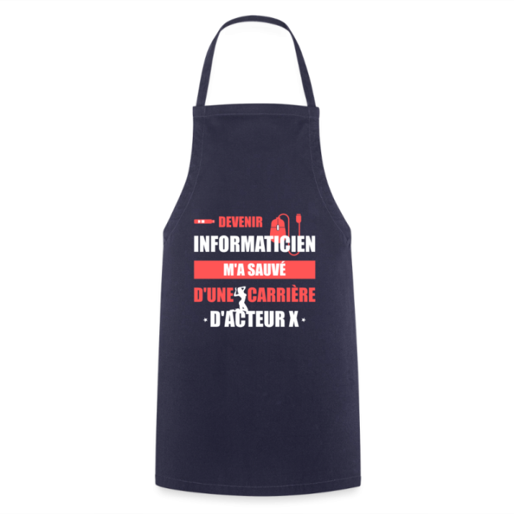 Tablier de cuisine - Devenir informaticien m'a sauvé - marine - front