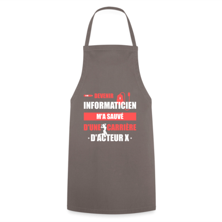 Tablier de cuisine - Devenir informaticien m'a sauvé - gris - front