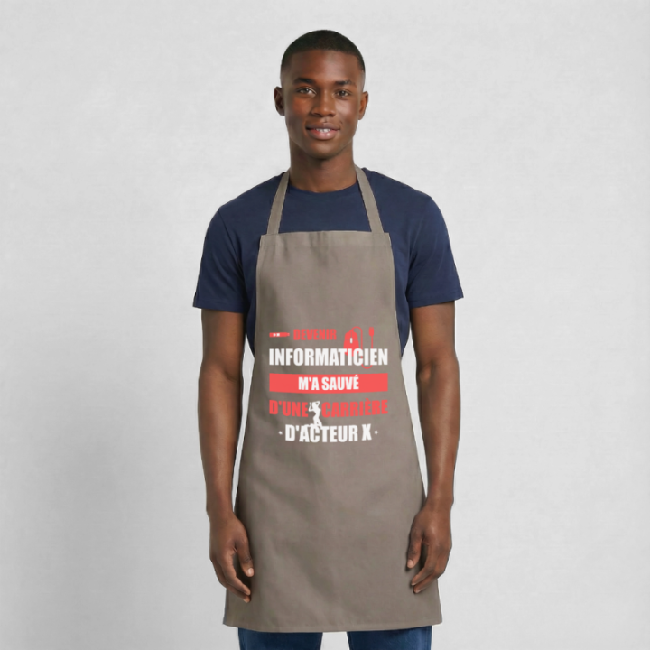 Tablier de cuisine - Devenir informaticien m'a sauvé - gris - front