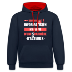 Sweat-shirt à capuche contrasté unisexe - Devenir informaticien m'a sauvé