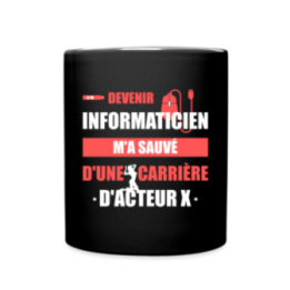 Mug uni - Devenir informaticien m'a sauvé - noir - front