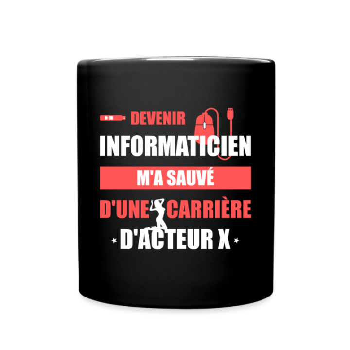 Mug uni - Devenir informaticien m'a sauvé - noir - front