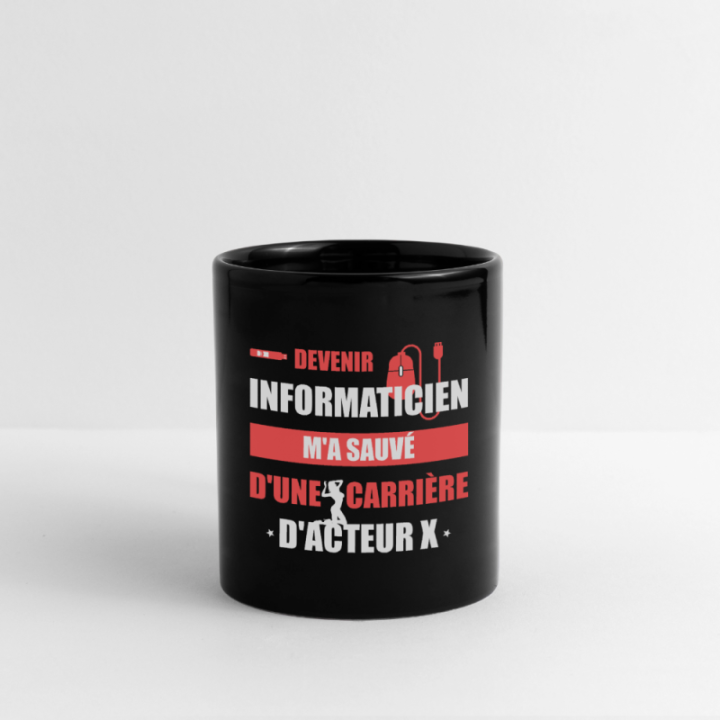 Mug uni - Devenir informaticien m'a sauvé - noir - front