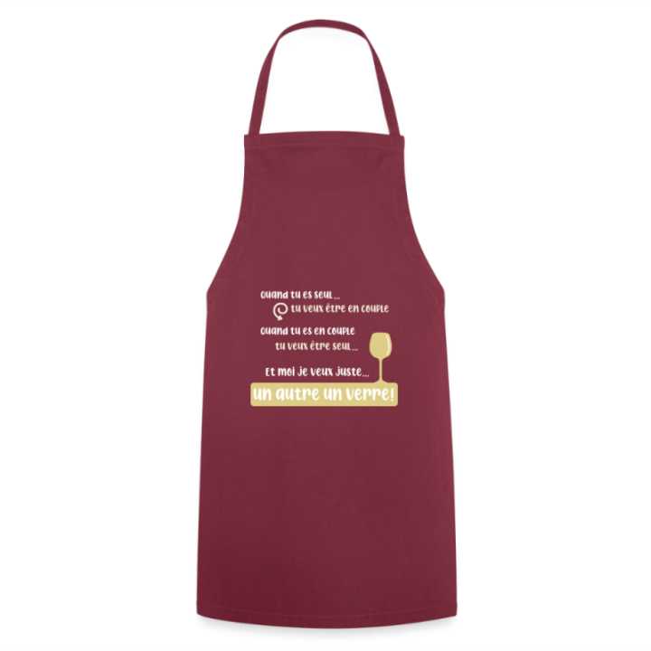 Tablier de cuisine - Je veux juste un autre verre - bordeaux - front