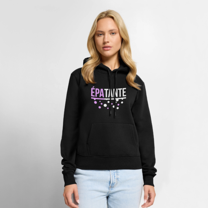 Sweat-shirt à capuche premium femme - Épa-tante - noir - front