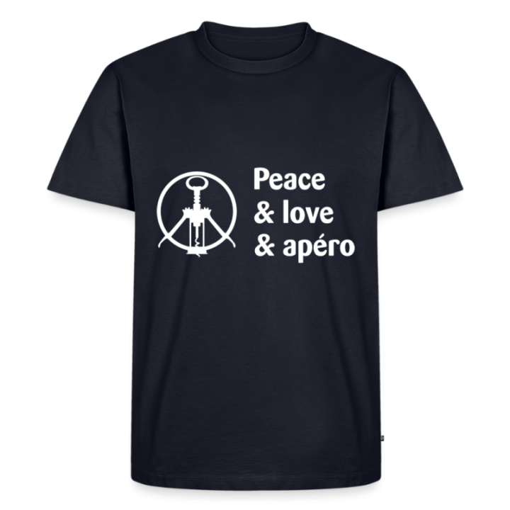 T-shirt premium homme - Peace Love Apéro - bleu marine - front