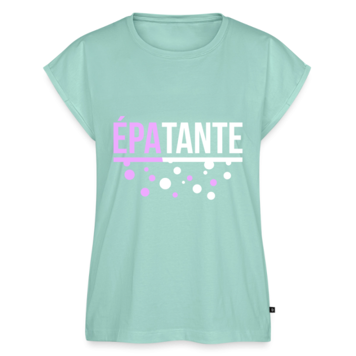 T-shirt à manches retroussées femme - Épa-tante - menthe  - front