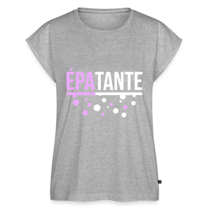 T-shirt à manches retroussées femme - Épa-tante - gris chiné - front