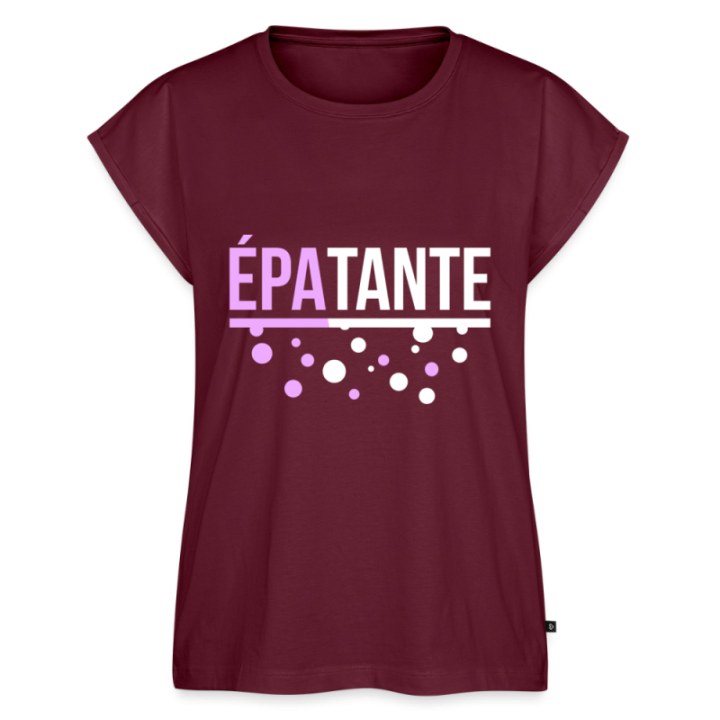 T-shirt à manches retroussées femme - Épa-tante - bourgogne - front