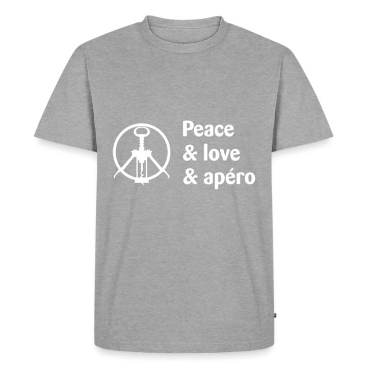 T-shirt premium homme - Peace Love Apéro - gris chiné - front