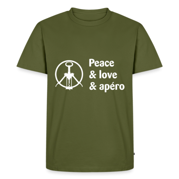 T-shirt premium homme - Peace Love Apéro - kaki - front