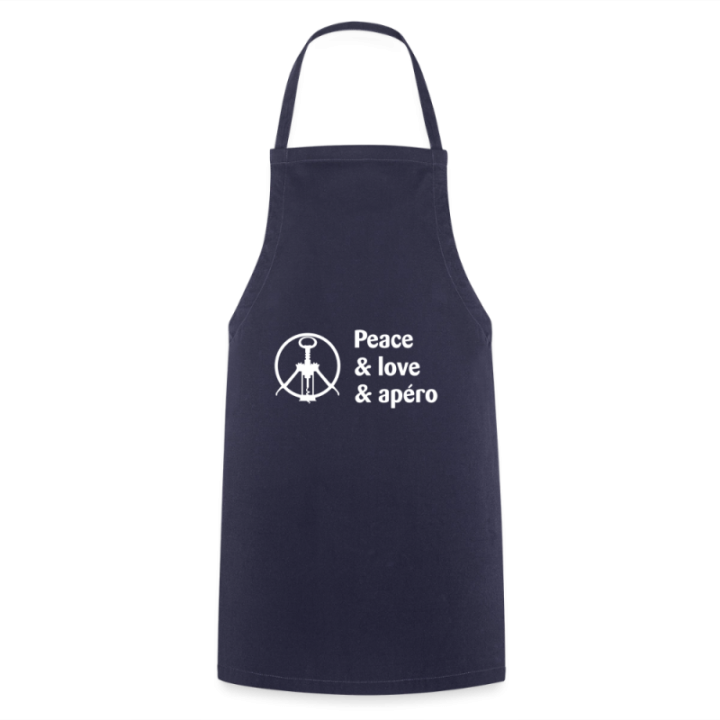 Tablier de cuisine - Peace Love Apéro - marine - front