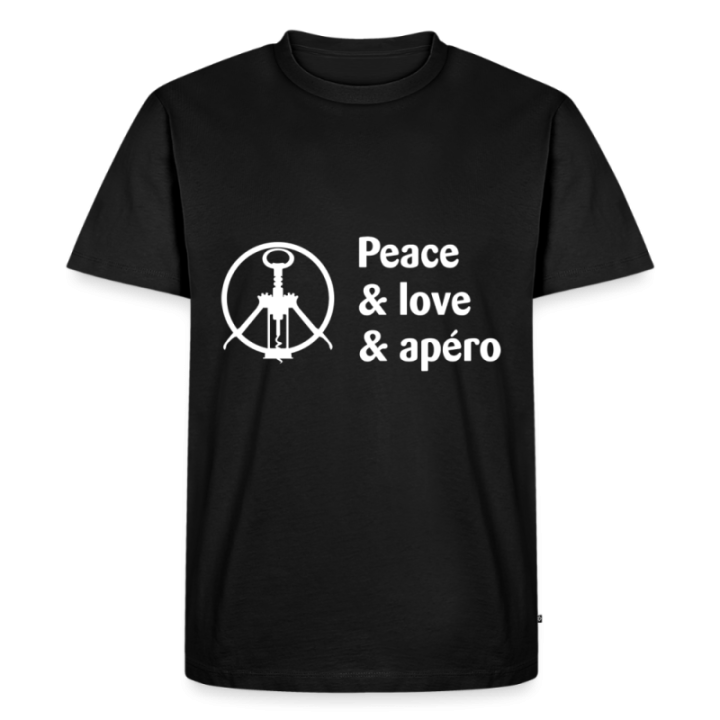 T-shirt premium homme - Peace Love Apéro - noir - front