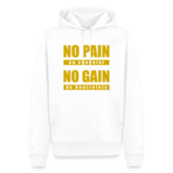 Sweat-shirt à capuche premium homme - No pain au chocolat, no gain de bourrelets