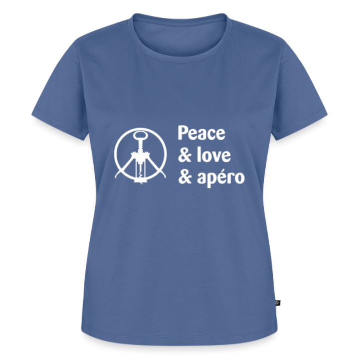 T-shirt premium femme - Peace Love Apéro - bleu pigeon - front