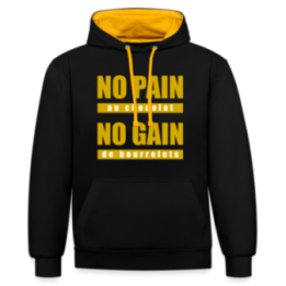 Sweat-shirt à capuche contrasté unisexe - No pain au chocolat