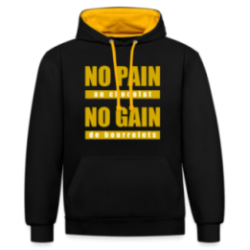 Sweat-shirt à capuche contrasté unisexe - No pain au chocolat, no gain de bourrelets