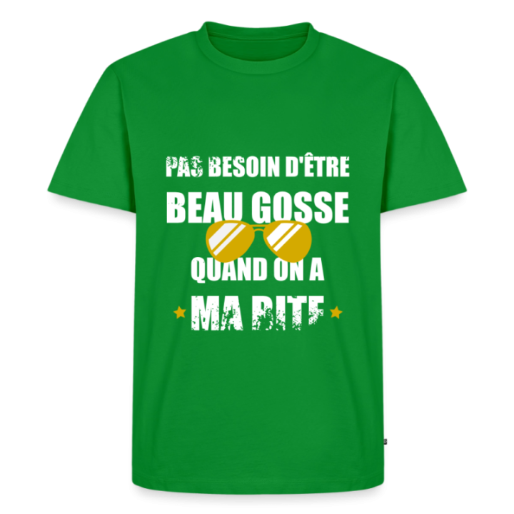 T-shirt premium homme - Pas besoin d'être beau gosse quand on a ma ... - vert - front