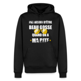 Sweat-shirt à capuche premium homme - Pas besoin d'être beau gosse quand on a ma ... - noir - front