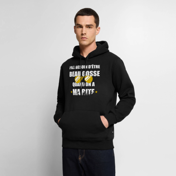 Sweat-shirt à capuche premium homme - Pas besoin d'être beau gosse quand on a ma ... - noir - front