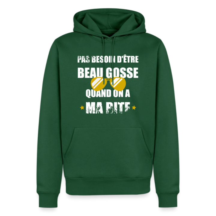 Sweat-shirt à capuche premium homme - Pas besoin d'être beau gosse quand on a ma ... - vert bouteille - front