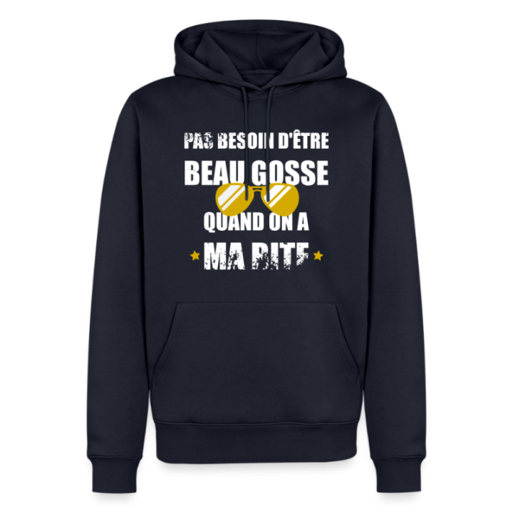 Sweat-shirt à capuche premium homme - Pas besoin d'être beau gosse quand on a ma ... - bleu marine - front