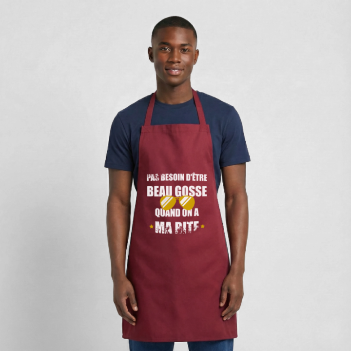 Tablier de cuisine - Pas besoin d'être beau gosse quand on a ma ... - bordeaux - front