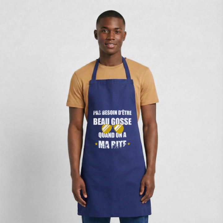 Tablier de cuisine - Pas besoin d'être beau gosse quand on a ma ... - bleu royal - front