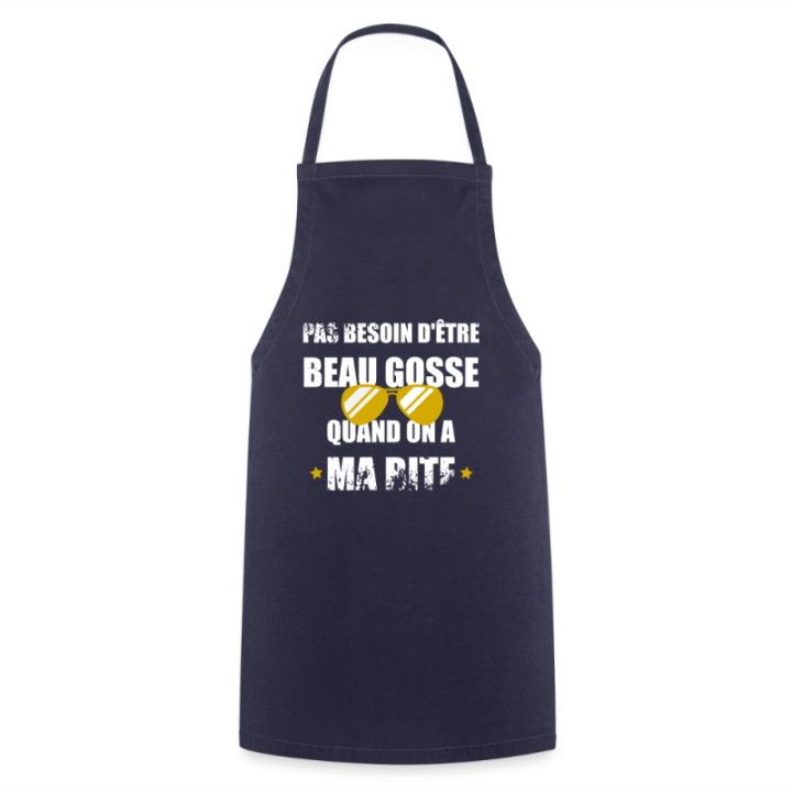 Tablier de cuisine - Pas besoin d'être beau gosse quand on a ma ... - marine - front