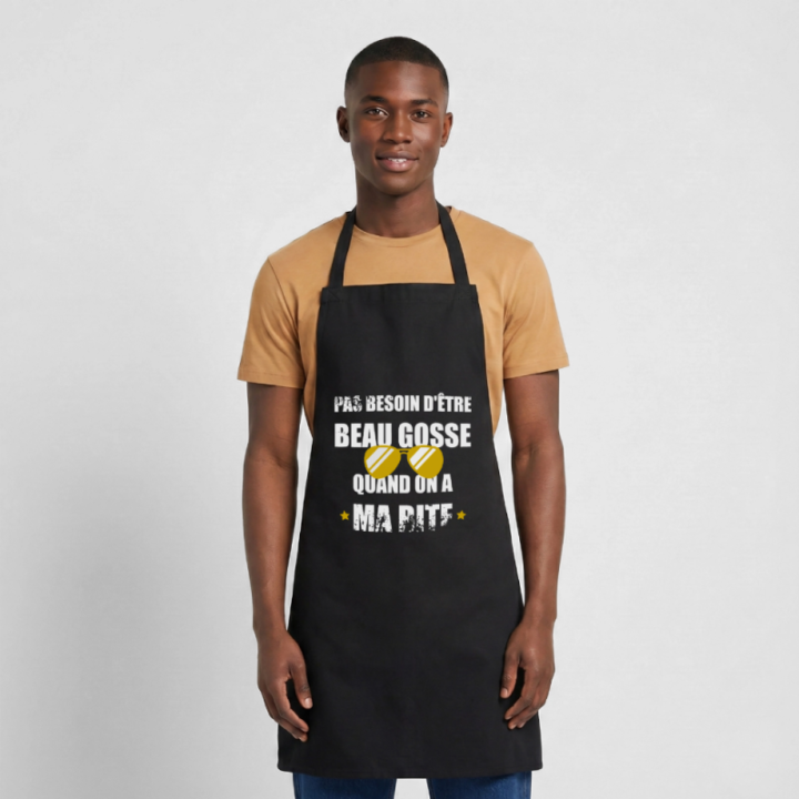 Tablier de cuisine - Pas besoin d'être beau gosse quand on a ma ... - noir - front