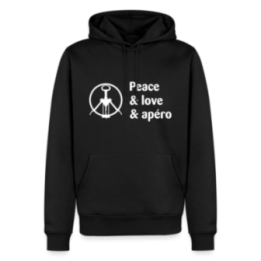 Sweat-shirt à capuche premium homme - Peace Love Apéro - noir - front