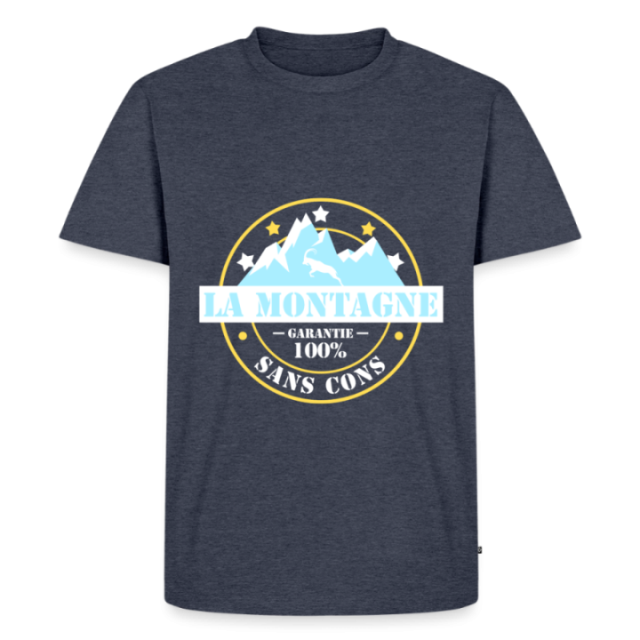 T-shirt premium homme - La montagne: Garantie sans cons - bleu jeans  - front