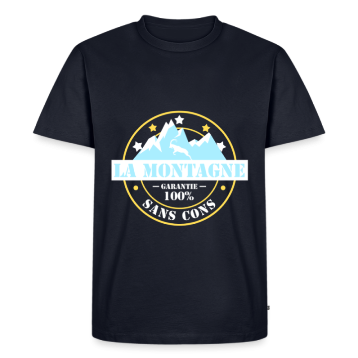 T-shirt premium homme - La montagne: Garantie sans cons - bleu marine - front