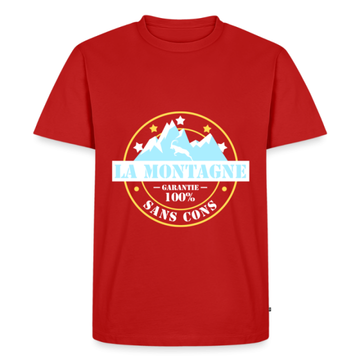 T-shirt premium homme - La montagne: Garantie sans cons - rouge - front