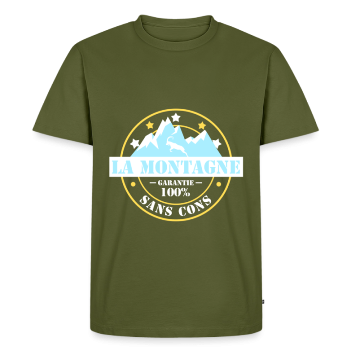 T-shirt premium homme - La montagne: Garantie sans cons - kaki - front