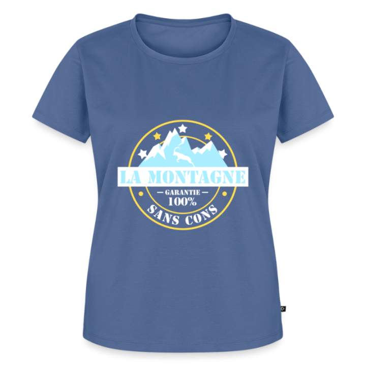 T-shirt premium femme - La montagne: Garantie sans cons - bleu pigeon - front