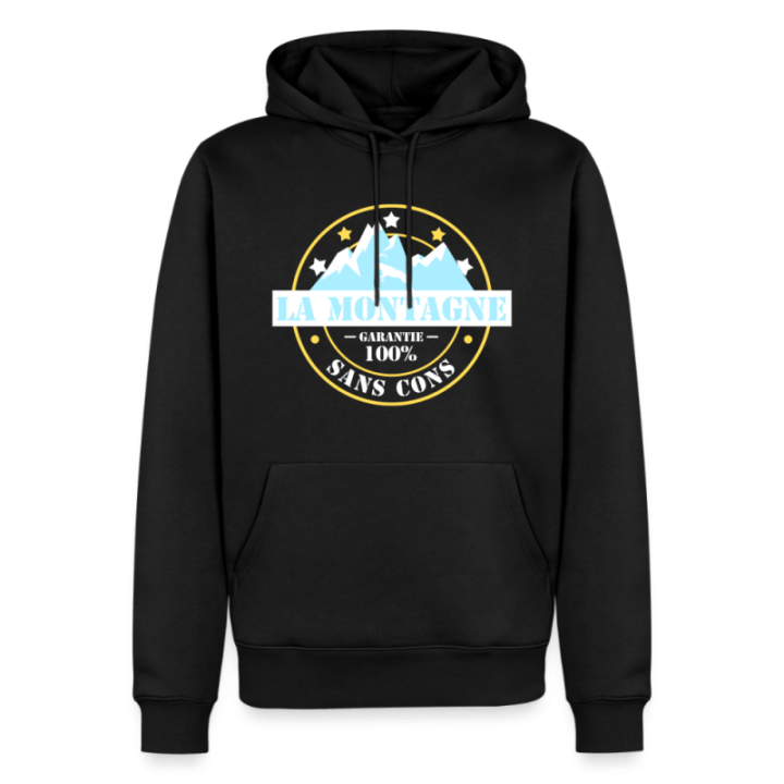 Sweat-shirt à capuche premium homme - La montagne: Garantie sans cons - noir - front