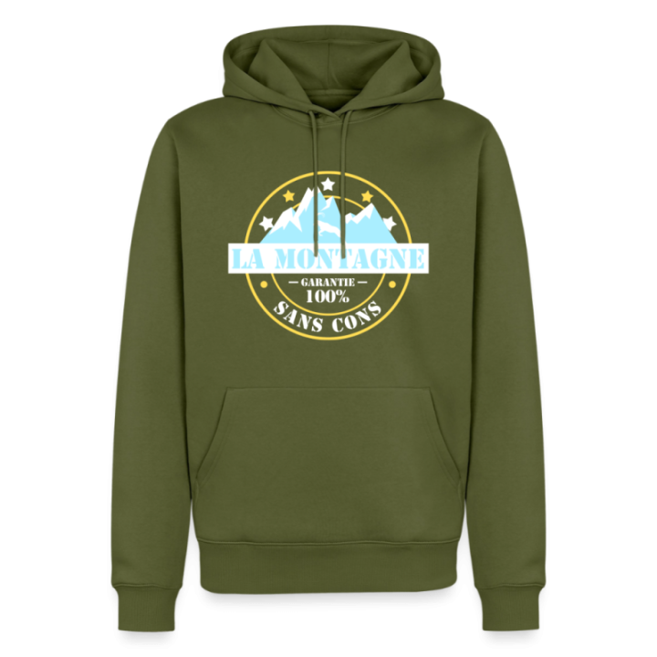 Sweat-shirt à capuche premium homme - La montagne: Garantie sans cons - kaki - front