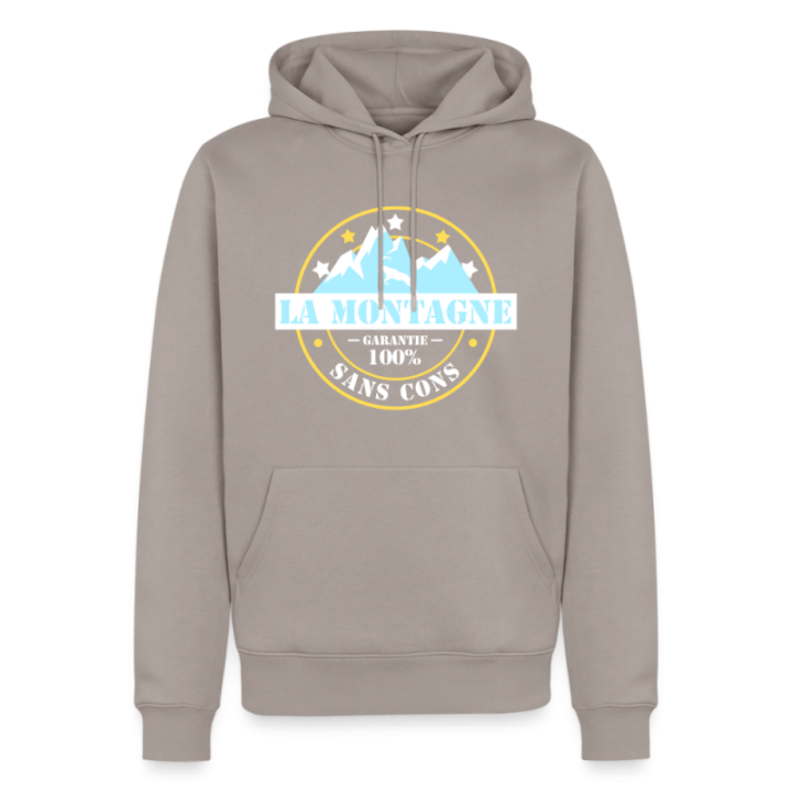 Sweat-shirt à capuche premium homme - La montagne: Garantie sans cons - taupe - front
